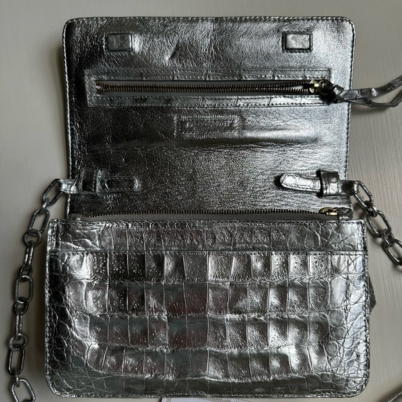 Nancy Gonzalez Metallic Crocodile Wallet On Chain| - Picture 4 of 9